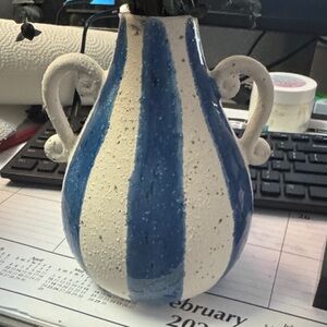 Artisan Blue and Cream Ceramic Pitcher